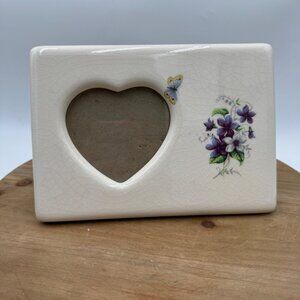 Vintage Porcelain heart shaped  Picture Frame Flowers